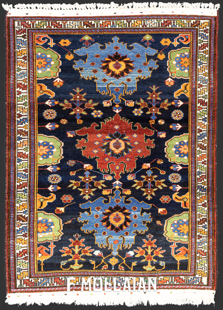 Bold-design Persian Hamadan Antique Hand-Knotted Rug n°:836204